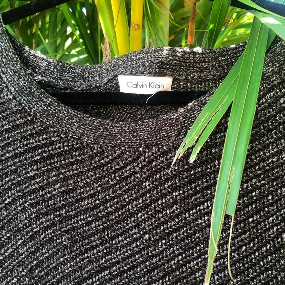 Calvin Klein Oversize Cable Knit Metallic Sweater - Picture 2 of 4